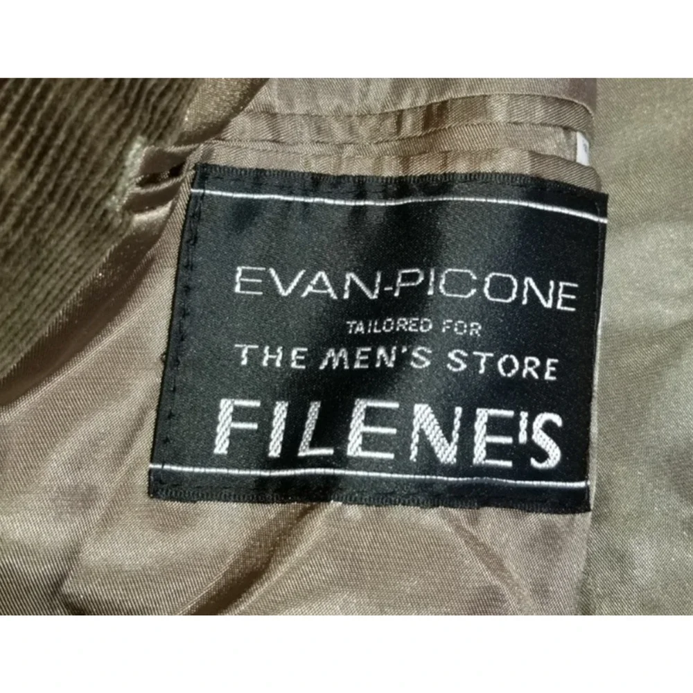 VINTAGE Mens Blazer-EVAN PICONE-brown corduroy stretch lined 2-button-44L